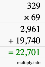 How to calculate 329 times 69 using long multiplication