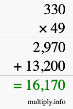 How to calculate 330 times 49 using long multiplication