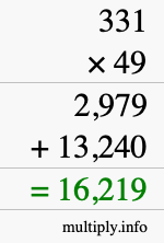 How to calculate 331 times 49 using long multiplication