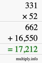 How to calculate 331 times 52 using long multiplication How to calculate 331 times 52 using long multiplication