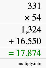 How to calculate 331 times 54 using long multiplication