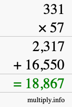 How to calculate 331 times 57 using long multiplication How to calculate 331 times 57 using long multiplication
