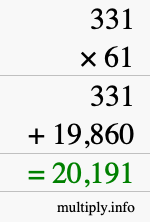 How to calculate 331 times 61 using long multiplication