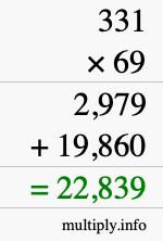 How to calculate 331 times 69 using long multiplication