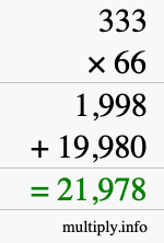How to calculate 333 times 66 using long multiplication