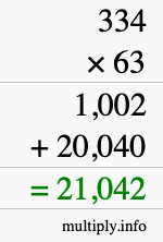 How to calculate 334 times 63 using long multiplication