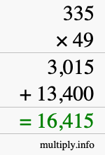 How to calculate 335 times 49 using long multiplication