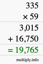How to calculate 335 times 59 using long multiplication