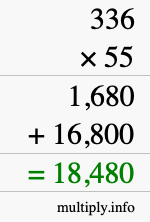 How to calculate 336 times 55 using long multiplication How to calculate 336 times 55 using long multiplication