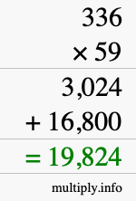 How to calculate 336 times 59 using long multiplication