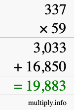 How to calculate 337 times 59 using long multiplication