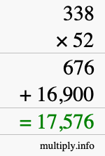 How to calculate 338 times 52 using long multiplication