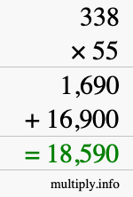How to calculate 338 times 55 using long multiplication How to calculate 338 times 55 using long multiplication