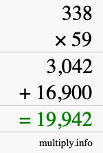 How to calculate 338 times 59 using long multiplication
