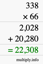 How to calculate 338 times 66 using long multiplication