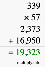 How to calculate 339 times 57 using long multiplication
