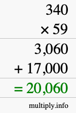 How to calculate 340 times 59 using long multiplication