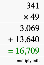 How to calculate 341 times 49 using long multiplication