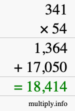 How to calculate 341 times 54 using long multiplication