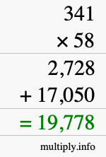 How to calculate 341 times 58 using long multiplication How to calculate 341 times 58 using long multiplication