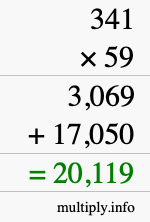 How to calculate 341 times 59 using long multiplication
