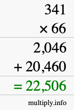 How to calculate 341 times 66 using long multiplication