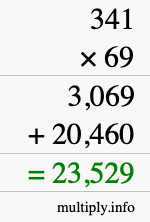 How to calculate 341 times 69 using long multiplication