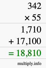 How to calculate 342 times 55 using long multiplication How to calculate 342 times 55 using long multiplication