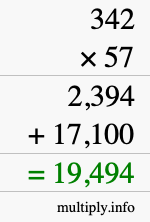 How to calculate 342 times 57 using long multiplication How to calculate 342 times 57 using long multiplication