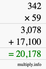 How to calculate 342 times 59 using long multiplication