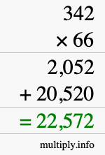 How to calculate 342 times 66 using long multiplication