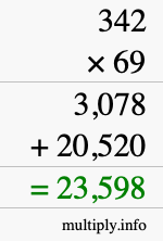 How to calculate 342 times 69 using long multiplication
