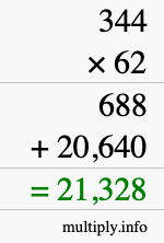 How to calculate 344 times 62 using long multiplication How to calculate 344 times 62 using long multiplication