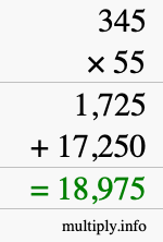 How to calculate 345 times 55 using long multiplication How to calculate 345 times 55 using long multiplication