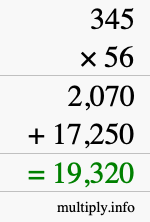 How to calculate 345 times 56 using long multiplication