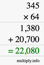 How to calculate 345 times 64 using long multiplication How to calculate 345 times 64 using long multiplication