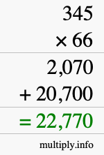 How to calculate 345 times 66 using long multiplication