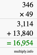 How to calculate 346 times 49 using long multiplication