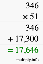 How to calculate 346 times 51 using long multiplication