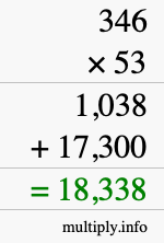How to calculate 346 times 53 using long multiplication