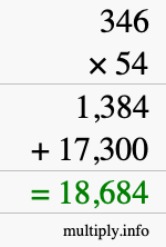 How to calculate 346 times 54 using long multiplication