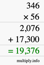How to calculate 346 times 56 using long multiplication