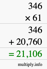 How to calculate 346 times 61 using long multiplication