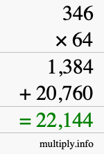 How to calculate 346 times 64 using long multiplication How to calculate 346 times 64 using long multiplication