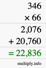 How to calculate 346 times 66 using long multiplication