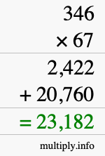 How to calculate 346 times 67 using long multiplication