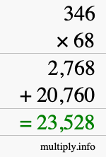 How to calculate 346 times 68 using long multiplication
