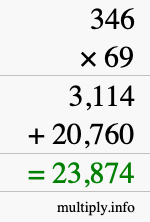 How to calculate 346 times 69 using long multiplication