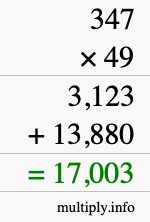 How to calculate 347 times 49 using long multiplication