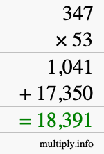 How to calculate 347 times 53 using long multiplication